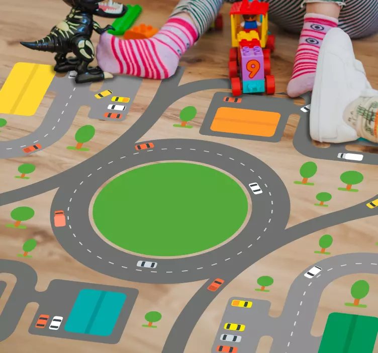 Road play barnas gulv klistremerke - Tenstickers