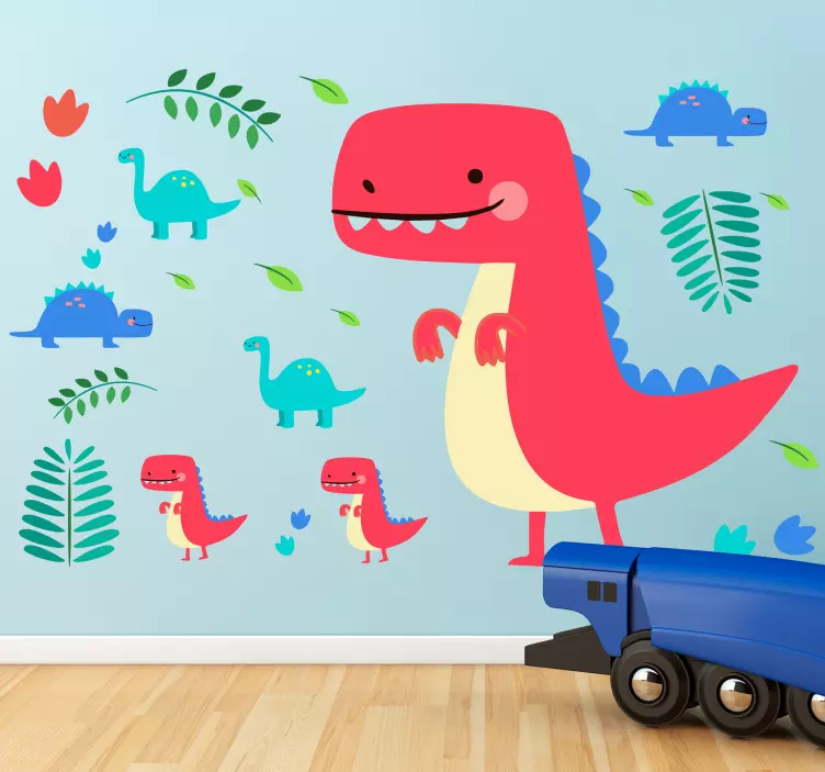 Rød dinosaurier kids wall sticker - Tenstickers