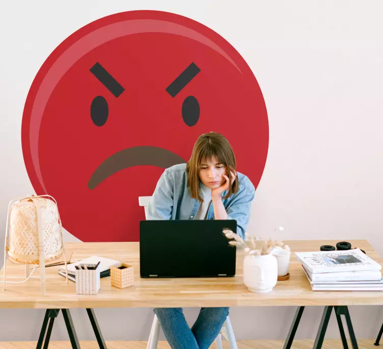 Rød sint emoji ansikt wallstickers - Tenstickers