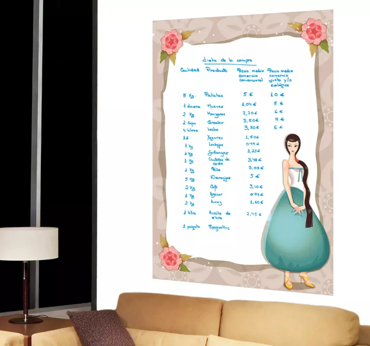 Romantisk dame whiteboard klistremerke - Tenstickers