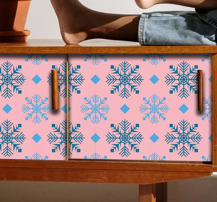 Rosa snøfnuggmønster klistremerke dyr - Tenstickers