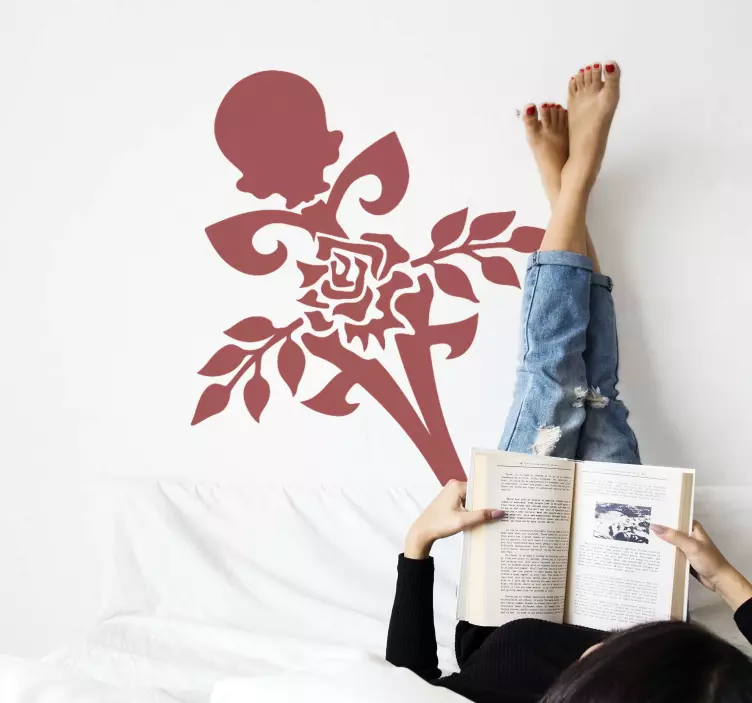 Rose skull sverd blomst wall stickers - Tenstickers