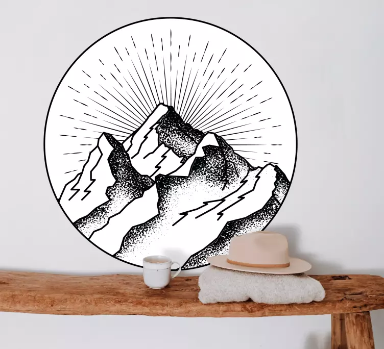 Rund tegnet fjelldesign natur klistremerke - Tenstickers
