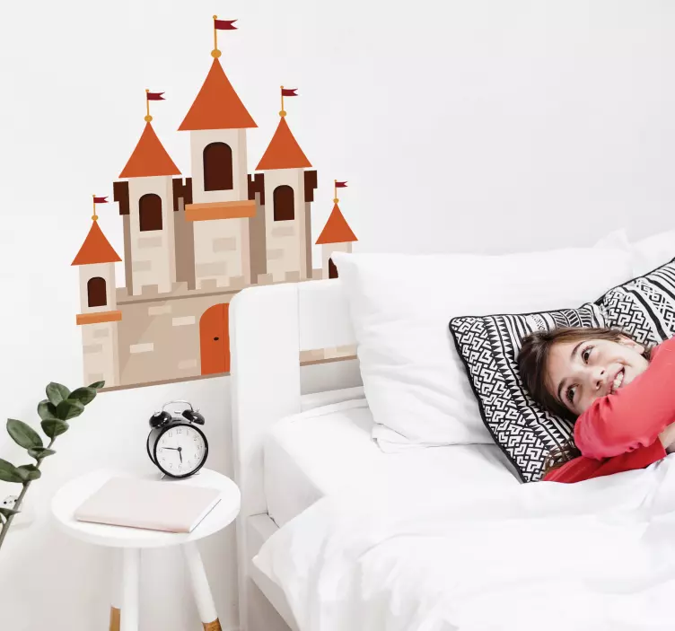 Rustikk slott skiss barn klistremerke - Tenstickers