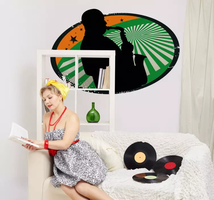 Saksofonistskygge klistremerke dyr - Tenstickers