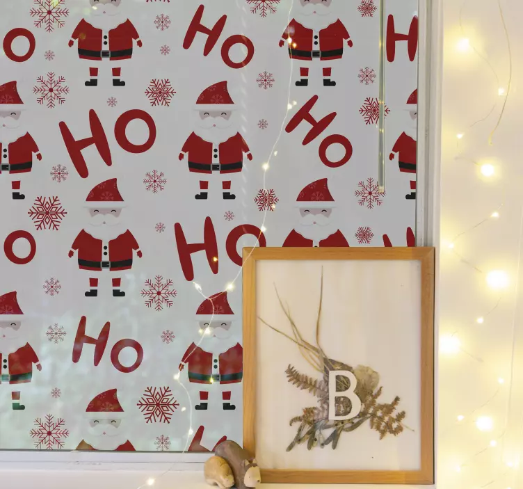 Santa claus og hohoho mønster vindu klistremerke - Tenstickers