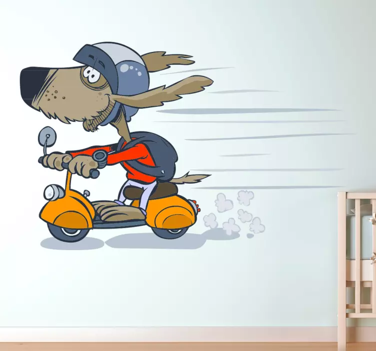 Scooter hund kids wall sticker - Tenstickers