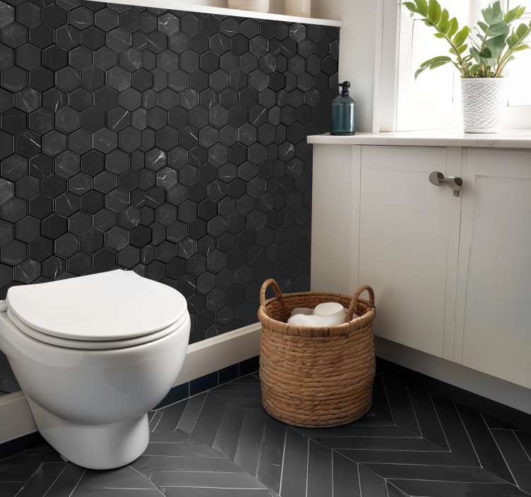 Sekskant svart fliseklistremerke - Tenstickers