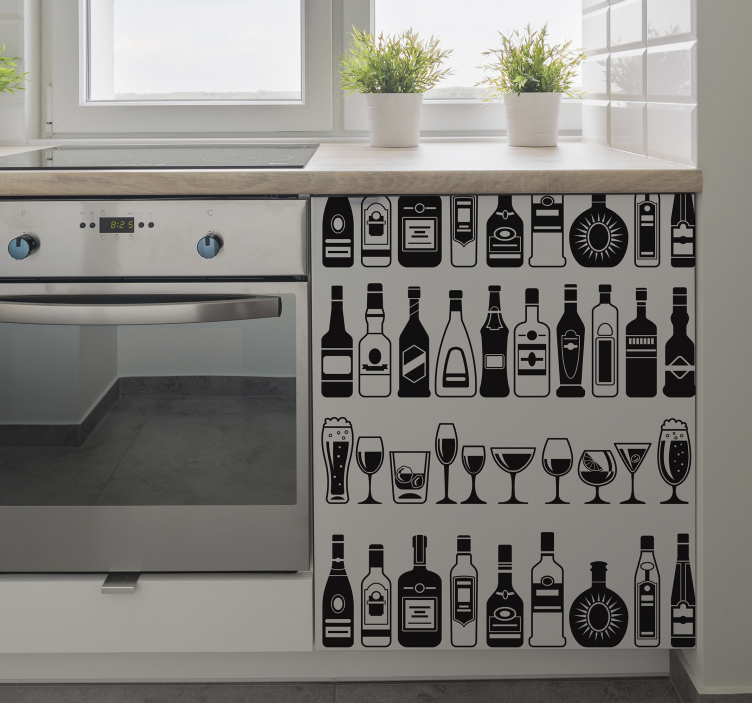 Sett med flasker møbler klistremerke - Tenstickers