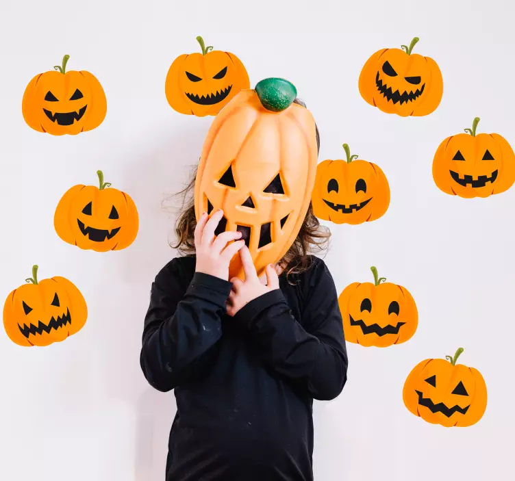 Sett med gresskar halloween klistremerke - Tenstickers