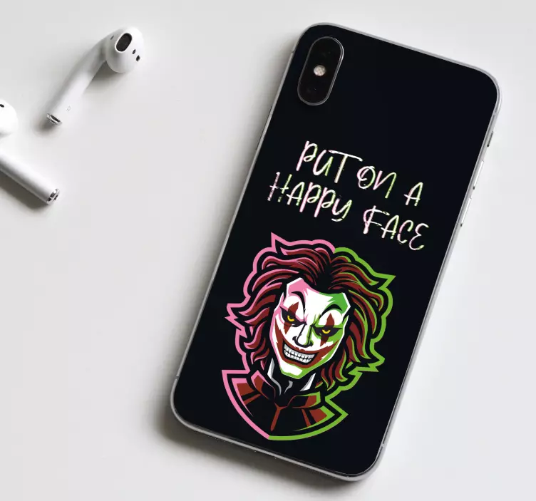 Sette et lykkelig ansiktsdesign med ansikt iphone skin - Tenstickers