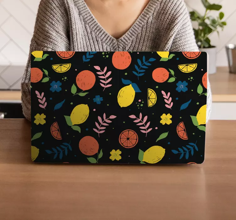 Sitrusfrukter med blader laptop sticker - Tenstickers