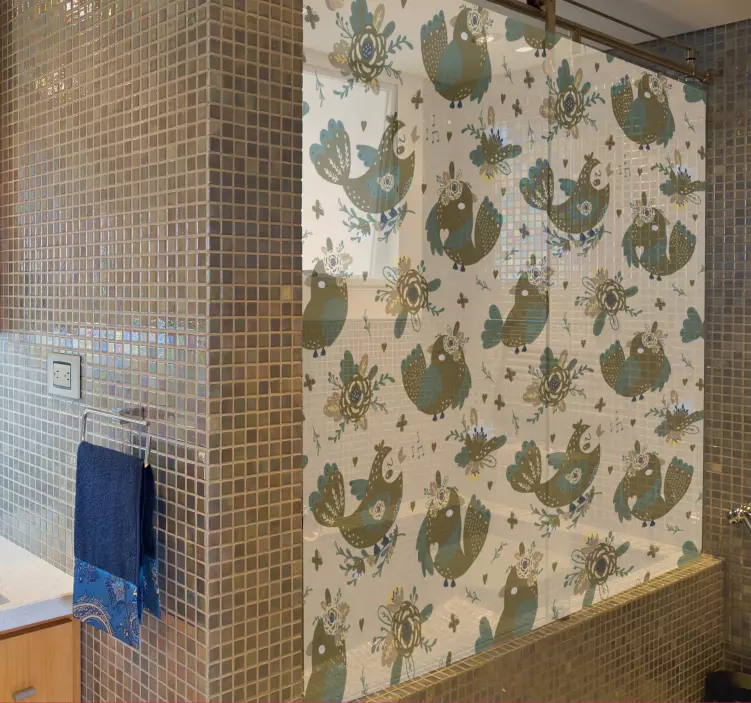 Sjarmerende fuglemønstre dusj klistermerke - Tenstickers