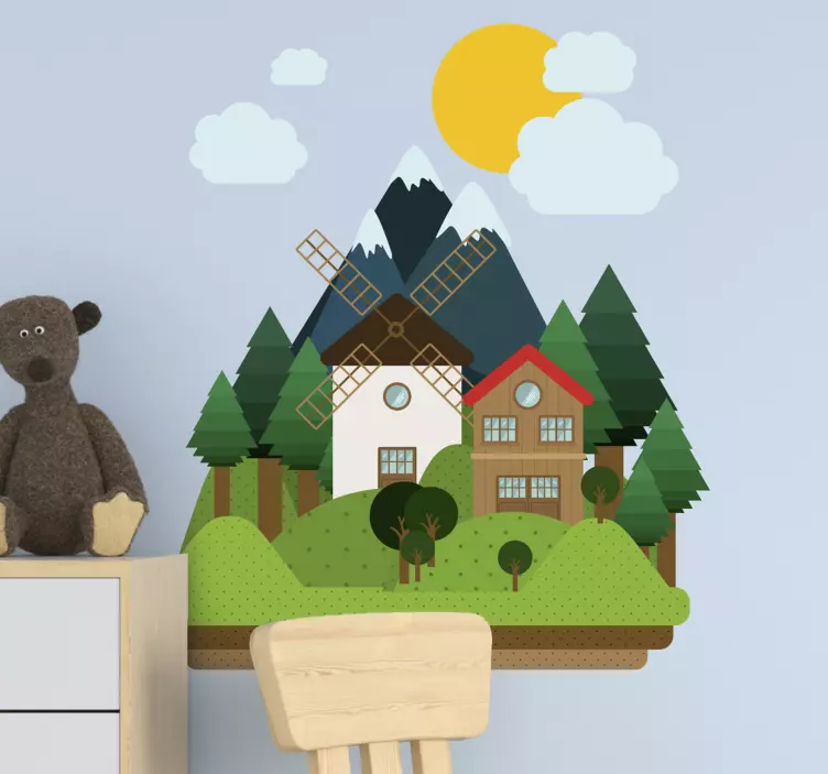 Sjarmerende rustikk scene natur klistremerke - Tenstickers