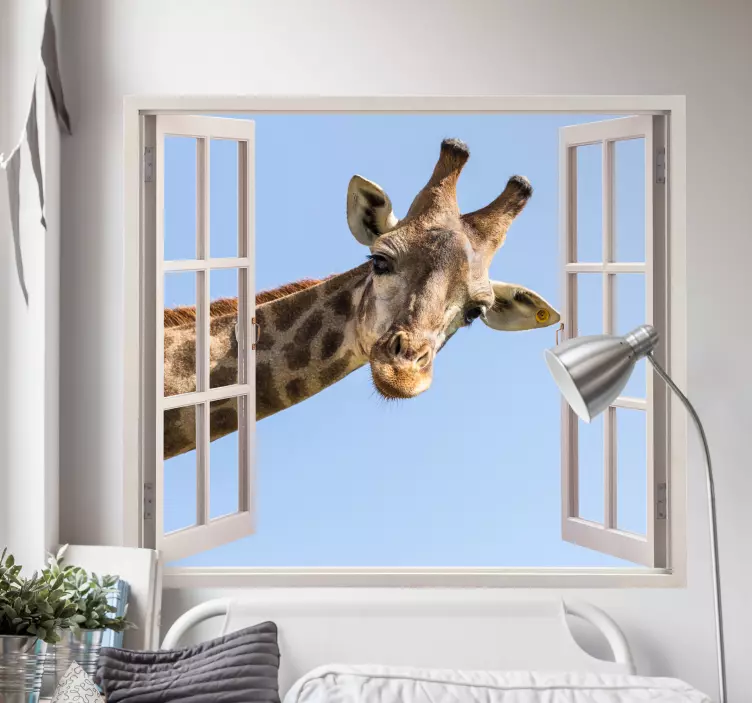 3D sjiraff i vinduet wallsticker - Tenstickers