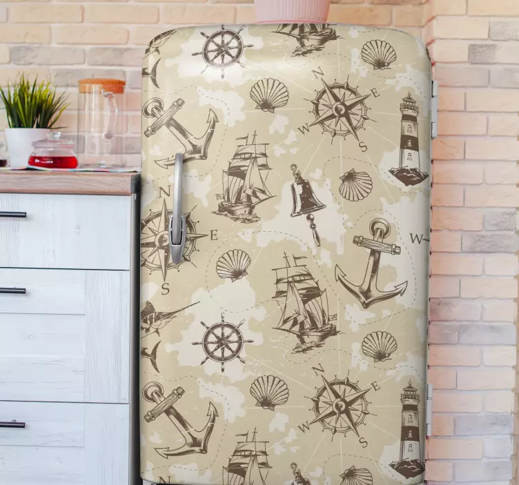 Sjøobjekter kjøleskap vinyl klistremerke - Tenstickers