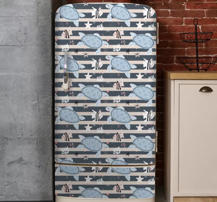 Skilpadde stripemønster kjøleskap klistremerke - Tenstickers