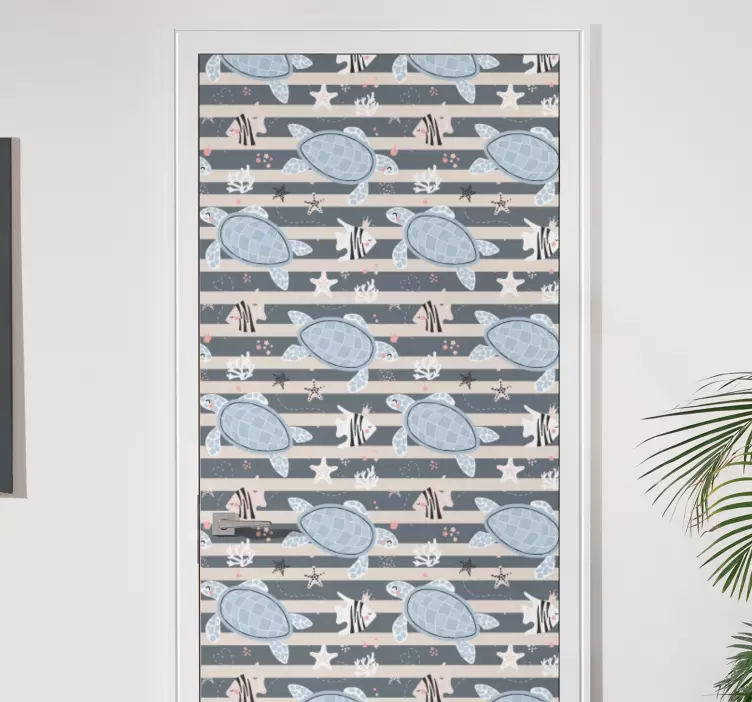 Skilpaddemønsterdesign klistremerke til dør - Tenstickers