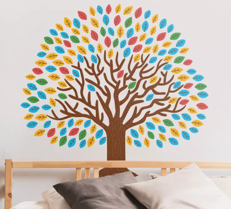Skogtreet med fargede blader wallsticker barnerom - Tenstickers