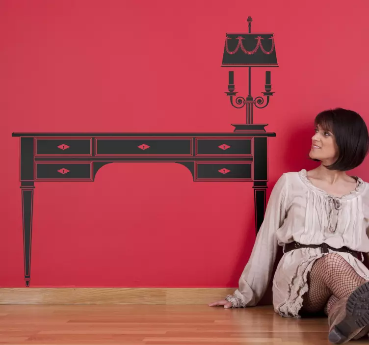 Skrivebord og lampesilhuett klistremerke - Tenstickers