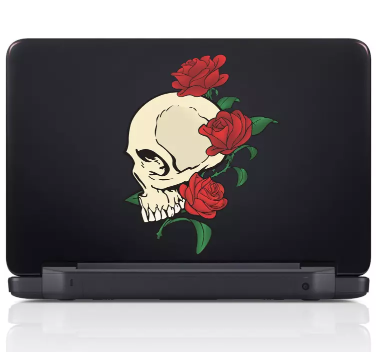 Skull & roser laptop klistremerke - Tenstickers