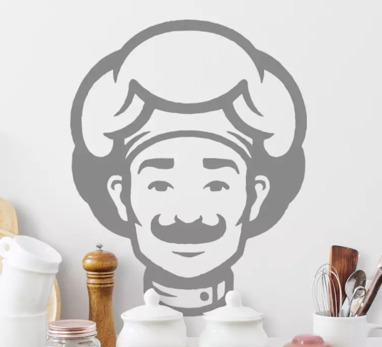 Smilende kokkedesign wallsticker kjøkken - Tenstickers