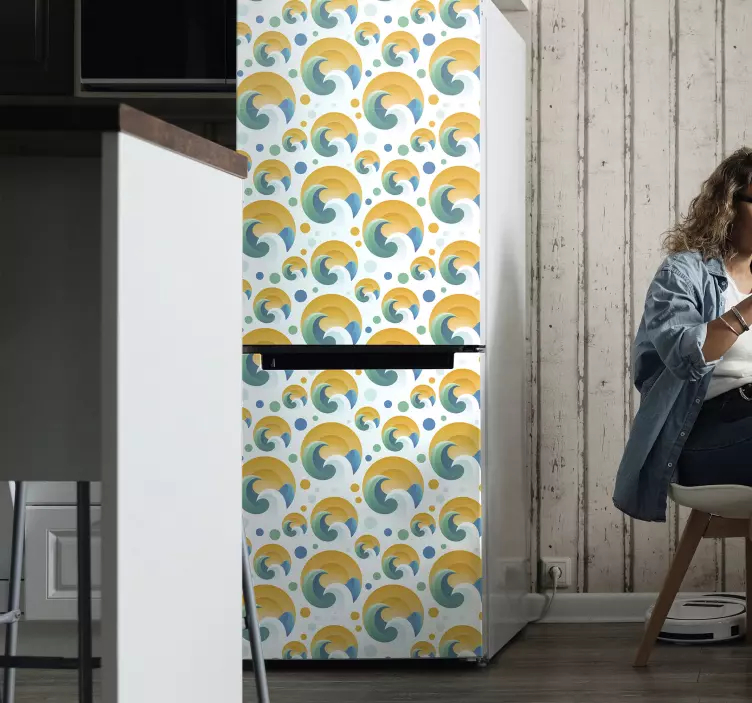 Sol og bølger kjøleskapsklistremerke - Tenstickers