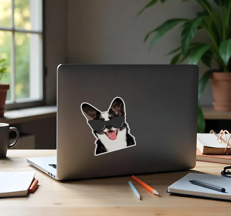 Solbriller morsom hund Laptop klistremerke - Tenstickers