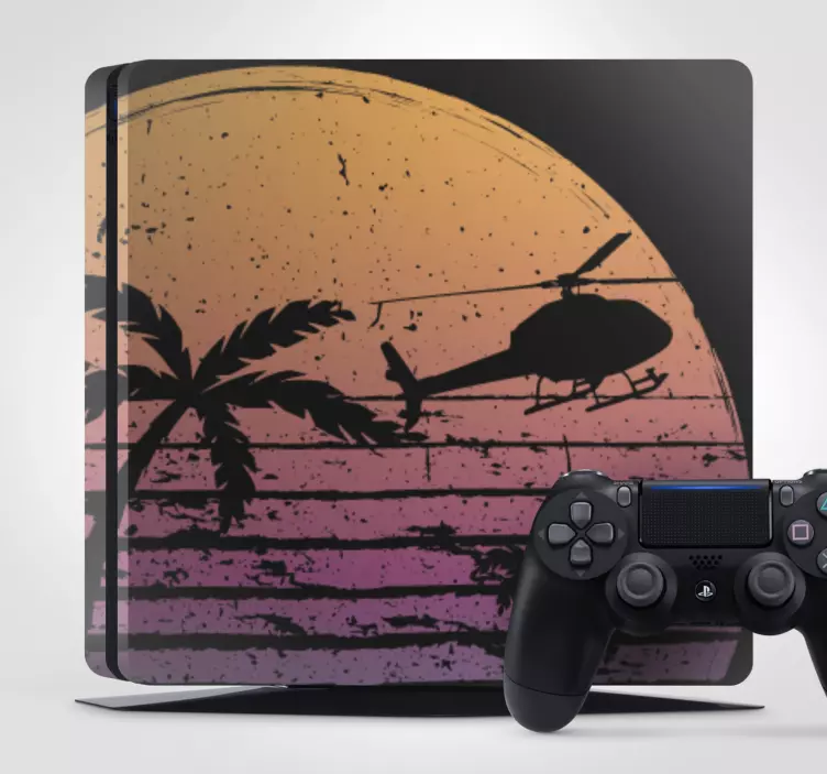 Solnedgangshelikopterscene PS4 klistremerke - Tenstickers