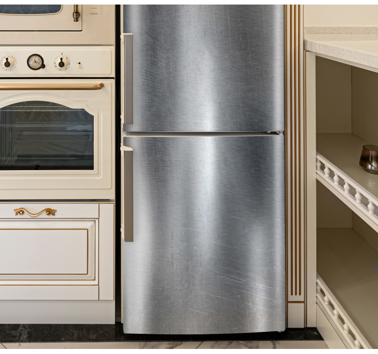 Sølvmetall rustikk tekstur klistremerke kjøleskap - Tenstickers