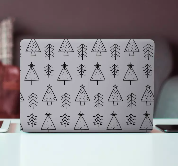 Sømløst monokrom juletre klistremerker jul - Tenstickers