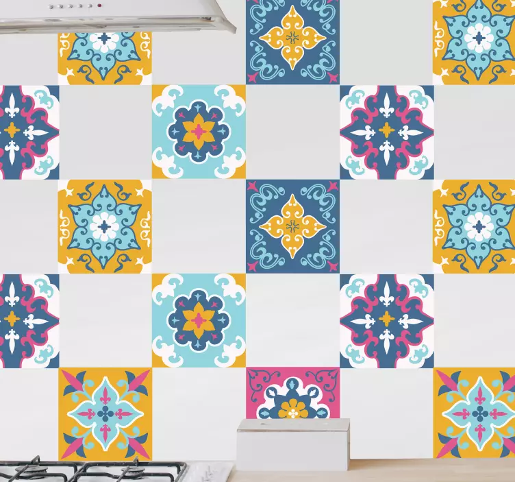 Klistremerke for sommer mønster fliser - Tenstickers