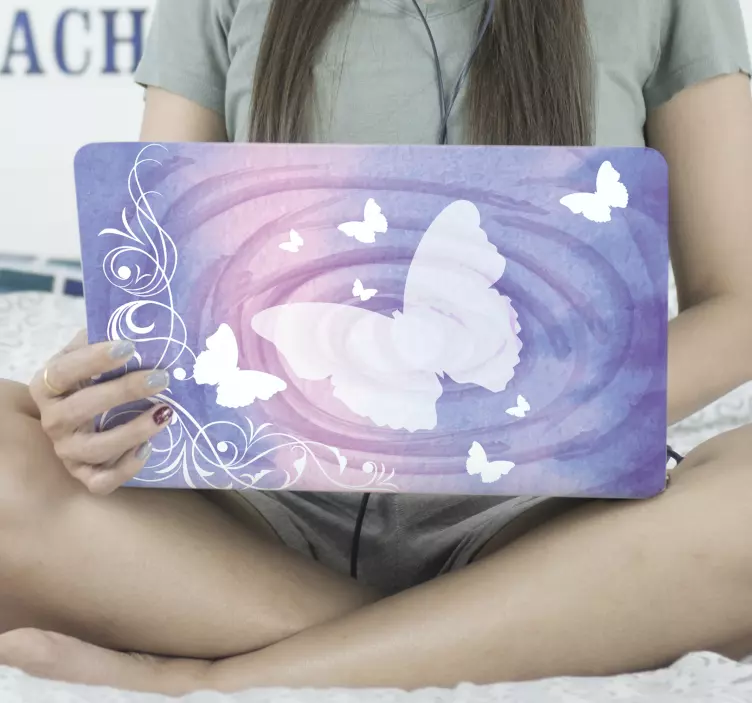 Sommerfugl med lyse fly laptop-klistremerke - Tenstickers