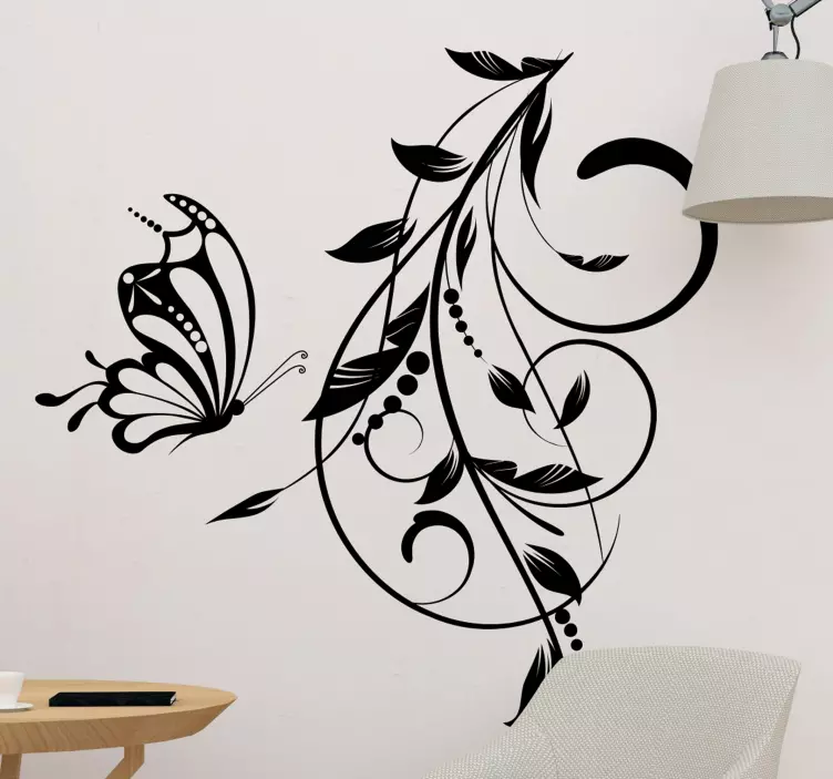 Sommerfuglblad plante wall stickers - Tenstickers