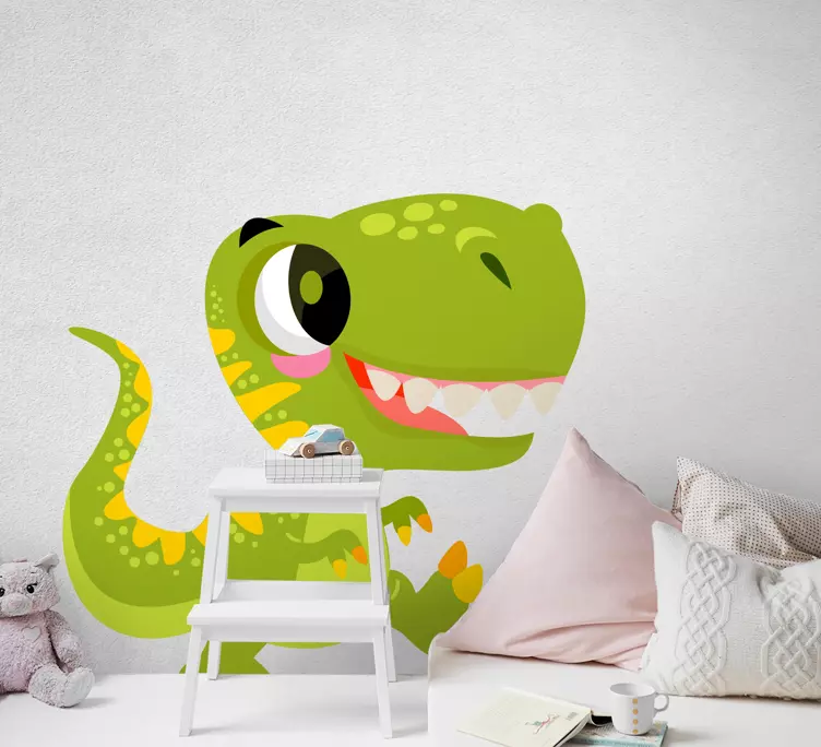Søt baby dinosaur med vekter dør stickers - Tenstickers