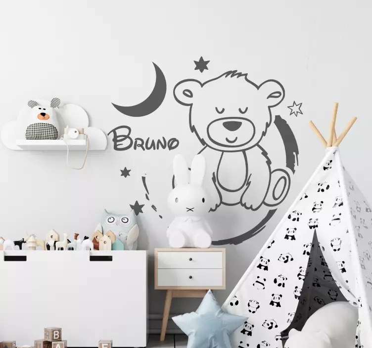 Søt bjørn med stjerner wallsticker barnerom - Tenstickers