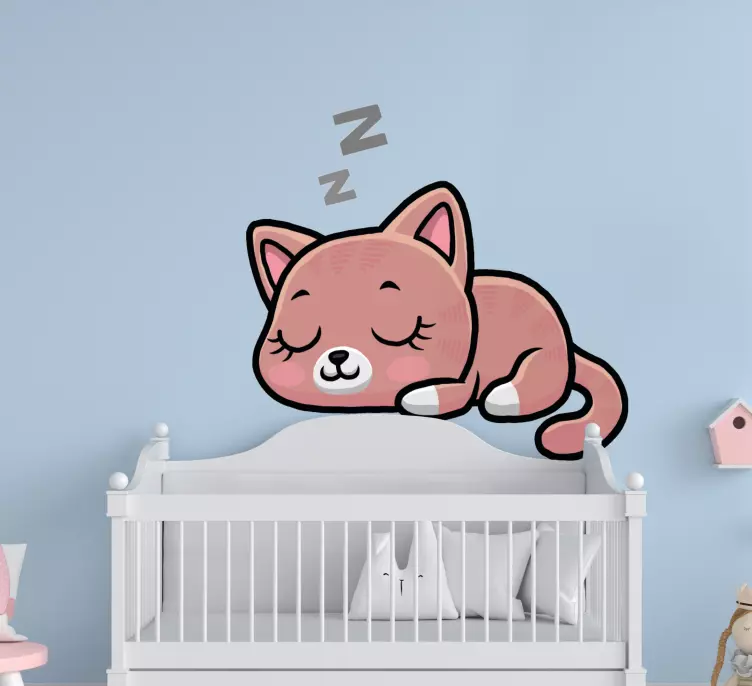 Søt katt sovende tegneserie klistremerke dyr - Tenstickers