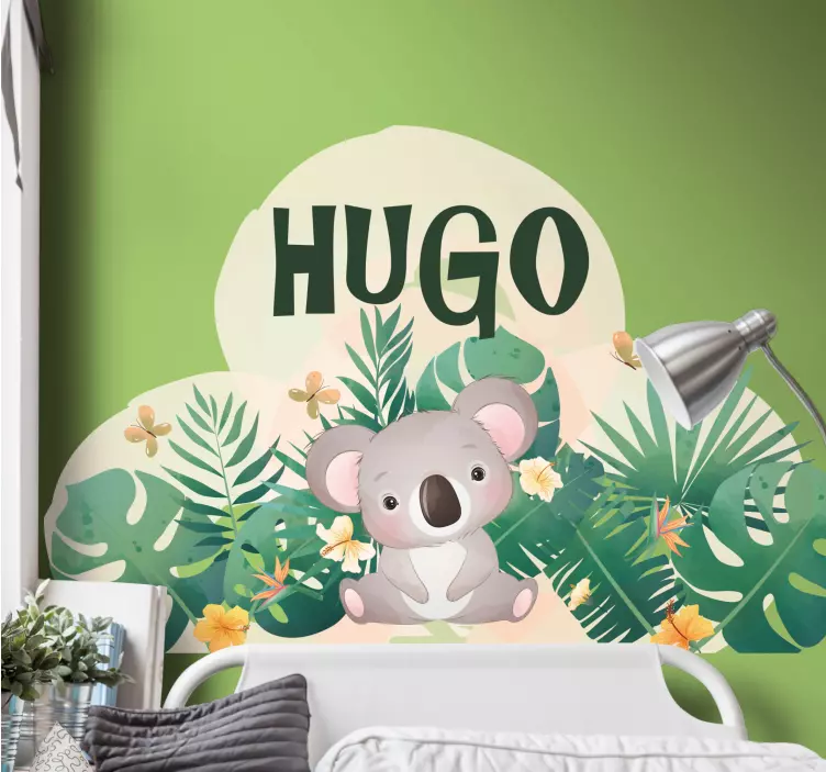 Søt koala for gutt med navn wallsticker barnerom - Tenstickers