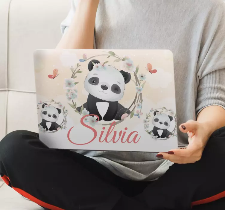 Søt panda-tema bærbar klistremerke - Tenstickers