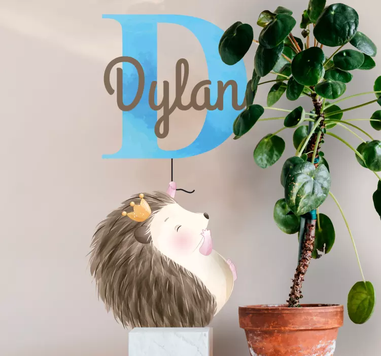 Søte dyr pinnsvin med navn wallsticker barnerom - Tenstickers