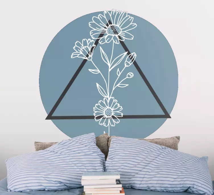 Minimalistiske blomster og trekant wallsticker - Tenstickers