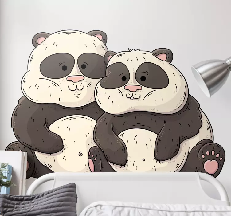 Søte panda-venner klistremerke dyr - Tenstickers