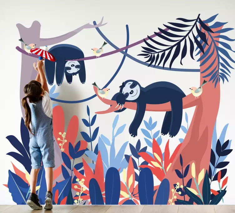 Sovende dyr i skogen illustrasjon klistremerker - Tenstickers