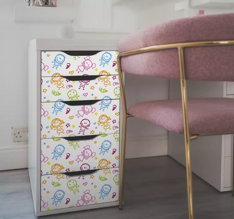 Spedbarn gutter og jenter mønster møbler dekal - Tenstickers