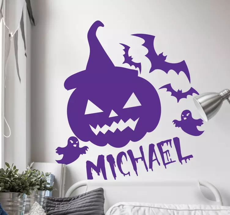 Spøkelsesaktig gresskarfamilie Halloween klistremerker - Tenstickers