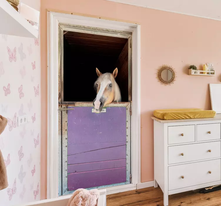 Stabil hest wallsticker dør - Tenstickers