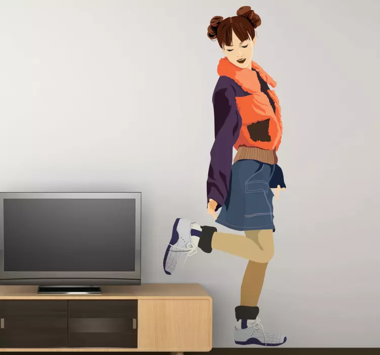 Stilig jentepositur klistremerke dyr - Tenstickers