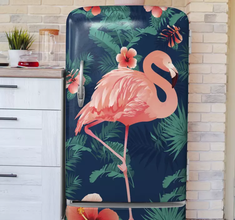 Stor-flamingo kjøleskap klistremerke - Tenstickers