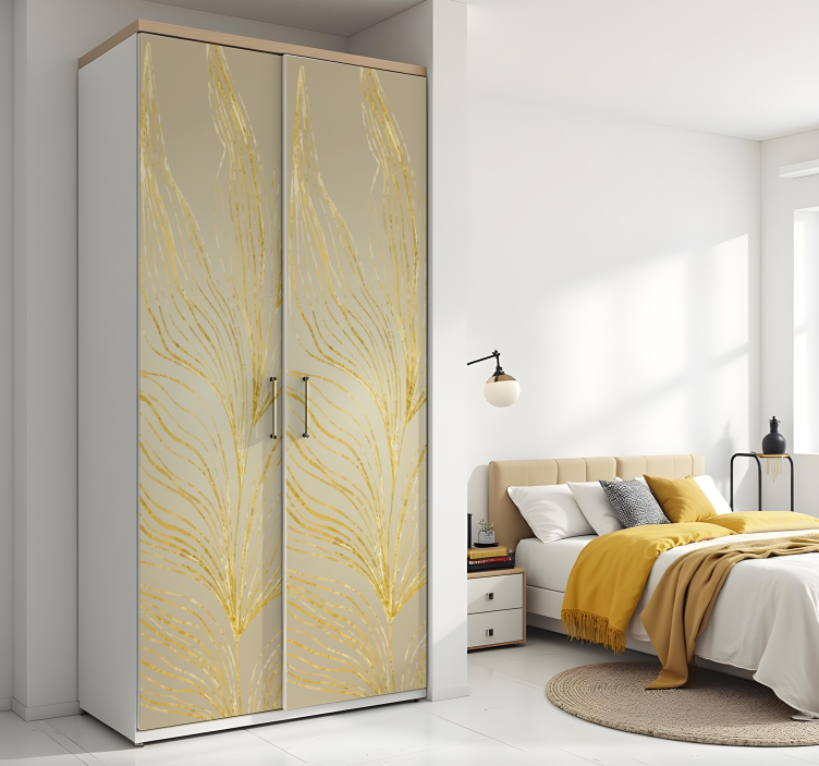 Stort blad med gylden effekt klistremerke møbler - Tenstickers