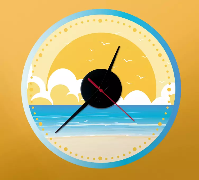 Strandsolnedgangsscene klistremerke klokke - Tenstickers